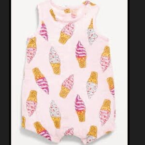 NWT Old Navy Ice Cream Print Baby Romper 24 Months Sleeveless Double Weave